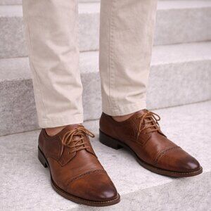 Stacy Adams Dickinson Cap Toe Oxford Brown Leather Dress Shoes Men’s 10M